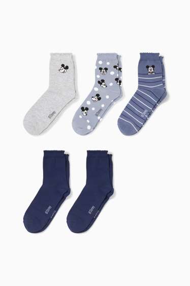 Damen - Multipack 5er - Socken mit Motiv - Micky Maus - blau
