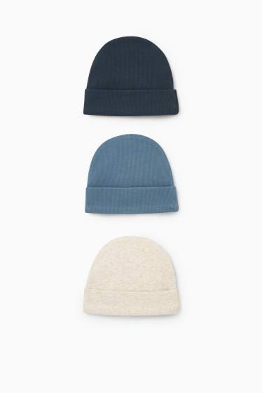 Baby Jungen - Multipack 3er - Baby-Beanie - gerippt - dunkelblau