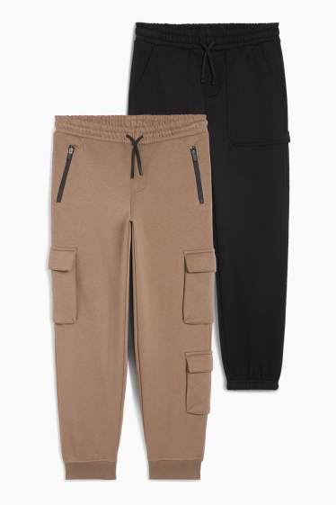 Kinderen: jongens - Set van 2 - joggingbroek - bruin