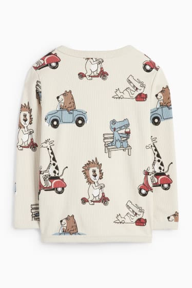 Kinderen: jongens - Voertuigen en wilde deren - sweatshirt - met structuur - licht beige