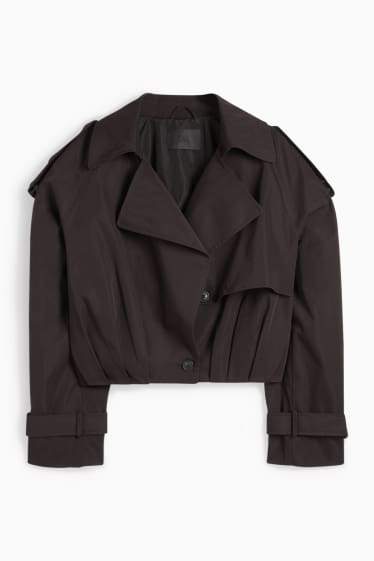 Dames - Korte trenchcoat - zwart