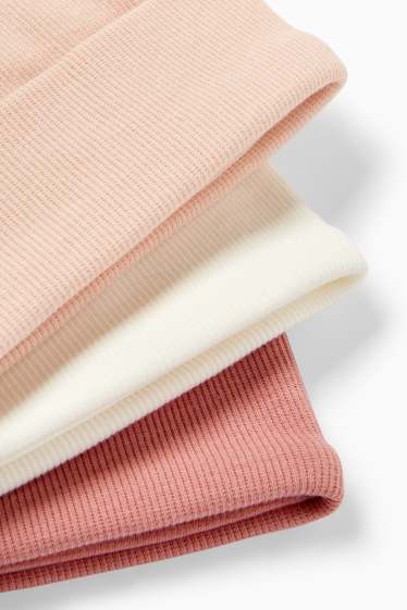 Baby Mädchen - Multipack 3er - Baby-Beanie - gerippt - apricot