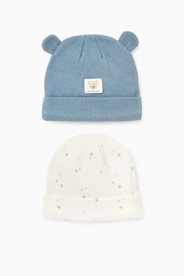 Baby Buben - Multipack 2er - Koala und Sternchen - Baby-Beanie - gerippt - blau