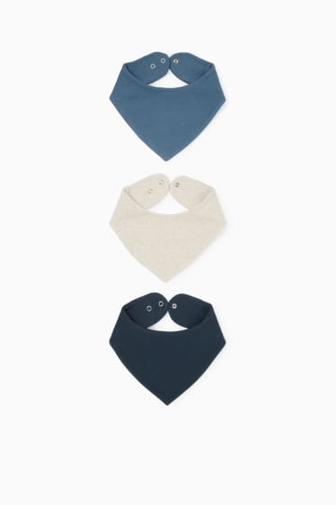 Baby: jongens - Set van 3 - babybandana - geribd - donkerblauw