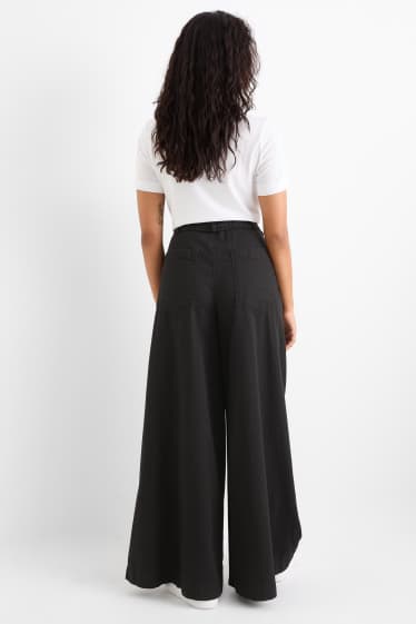 Damen - Palazzo Jeans - High Waist - schwarz
