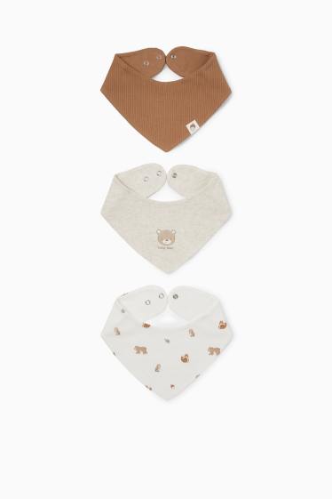 Unisex - Multipack 3er - Waldtiere - Baby-Dreieckstuch - hellbeige