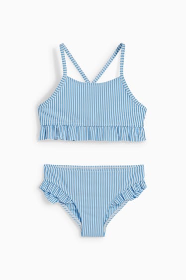 Děti - dívky - Bikiny - LYCRA® XTRA LIFE™ - pruhované - strukturované - bílá / světle modrá