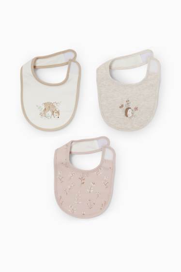 Baby Mädchen - Multipack 3er - Blümchen, Rehkitz und Igel - Baby-Lätzchen - cremeweiss
