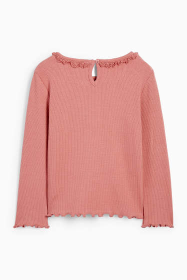 Kinderen: meisjes - Strik - longsleeve - geribd - donker rose