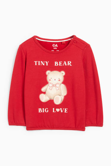 Bébés filles - Ourson - sweat bébé - rouge foncé