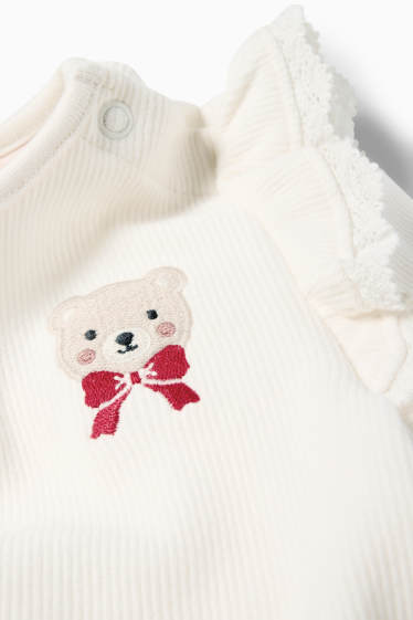 Baby Mädchen - Bärchen - Baby-Sweatshirt - gerippt - cremeweiss