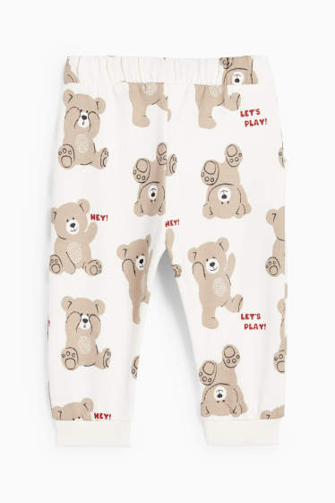 Baby Jungen - Bärchen - Baby-Jogginghose - cremeweiss