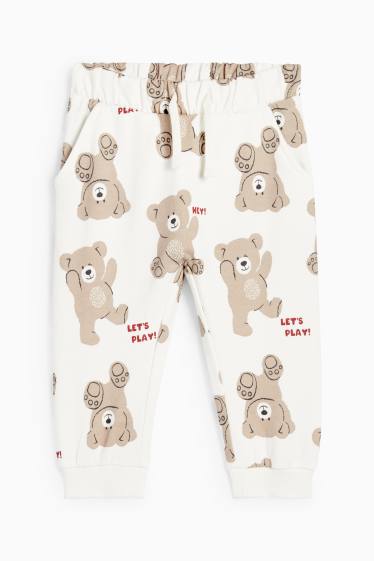 Baby Jungen - Bärchen - Baby-Jogginghose - cremeweiss