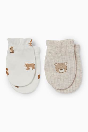 Unisex - Multipack 2er - Bärchen - Anti-Kratz-Handschuhe - cremeweiß