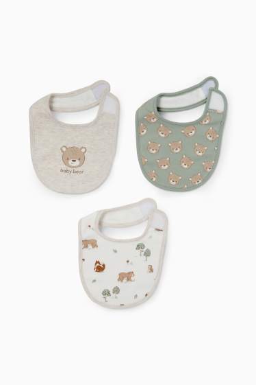 Unisex - Multipack 3 buc. - ursuleți - bavete bebeluși - bej deschis