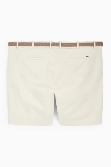 Herren - Shorts mit Gürtel - cremeweiss