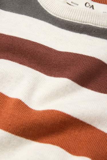 Kinder Buben - Pullover - gestreift - cremeweiß