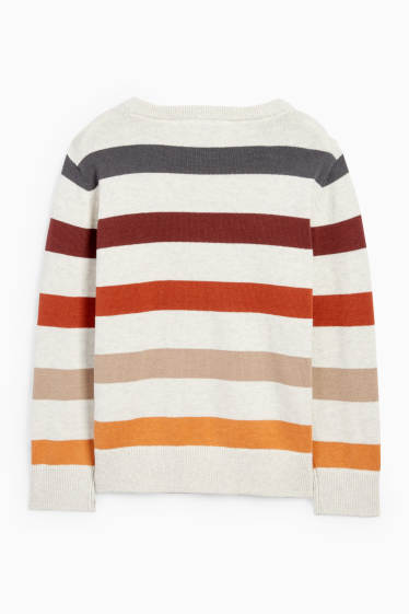 Kinder Buben - Pullover - gestreift - cremeweiß