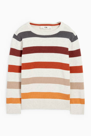 Kinder Buben - Pullover - gestreift - cremeweiß