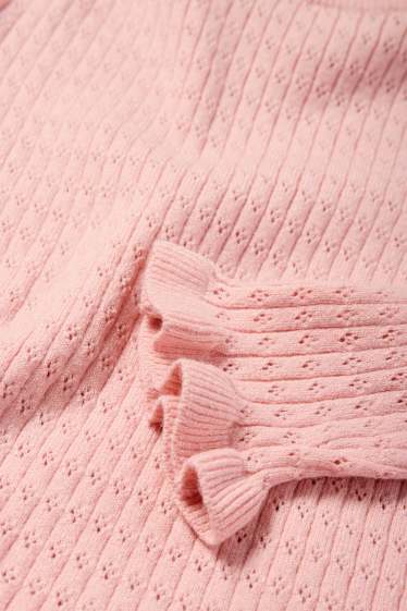 Enfants filles - Pull - finition côtelée - rose