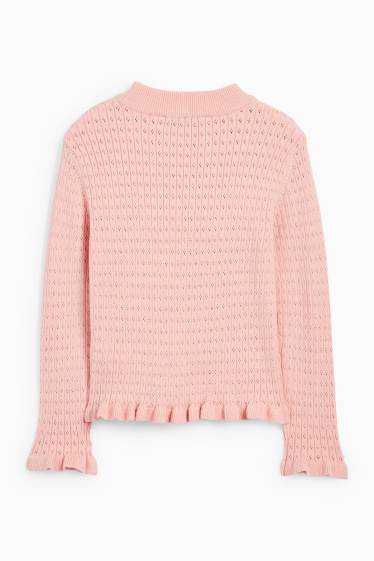 Enfants filles - Pull - finition côtelée - rose