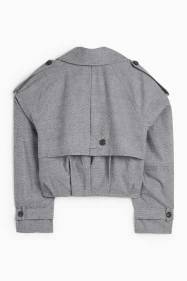 Donna - Trench corto - quadri - grigio