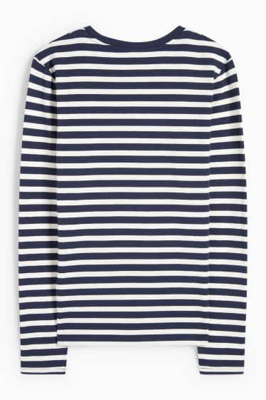Women - Basic long sleeve top - striped - dark blue / white