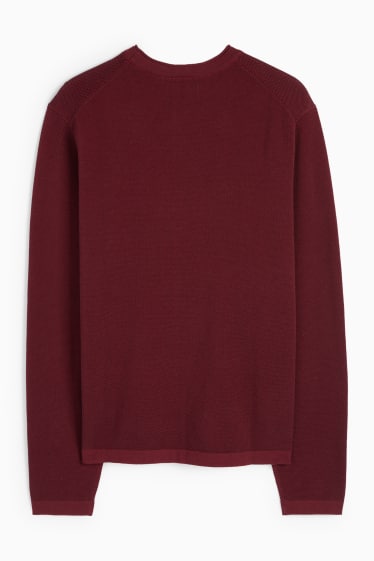 Herren - Pullover - strukturiert - bordeaux