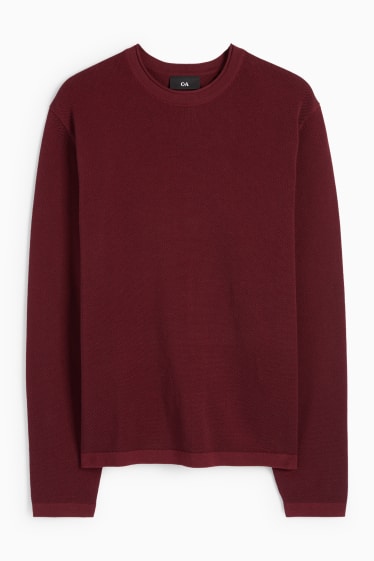 Herren - Pullover - strukturiert - bordeaux