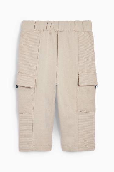 Bebeluși - băieți - Pantaloni de trening bebeluși - model cargo - bej