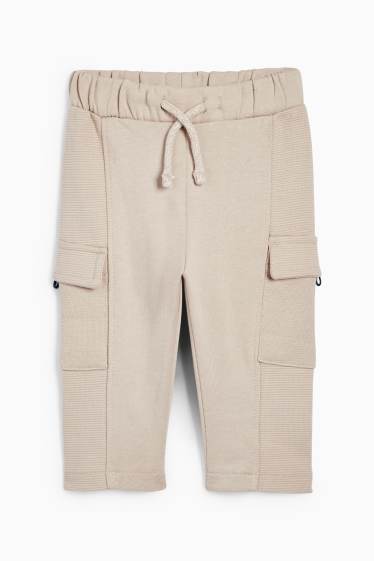 Bebeluși - băieți - Pantaloni de trening bebeluși - model cargo - bej