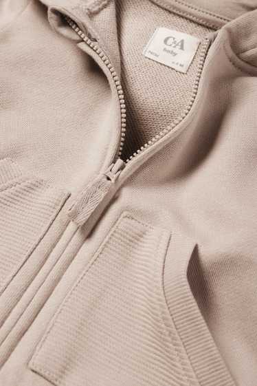 Baby: jongens - New York - babysweatvest met capuchon - beige