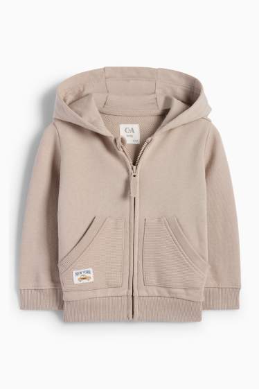 Baby: jongens - New York - babysweatvest met capuchon - beige