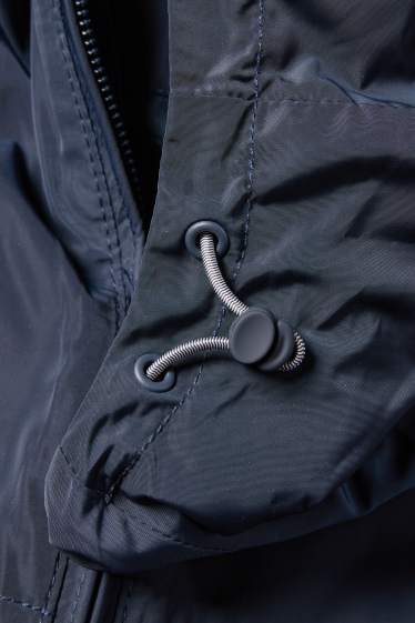 Heren - Jas met capuchon - waterafstotend - donkerblauw