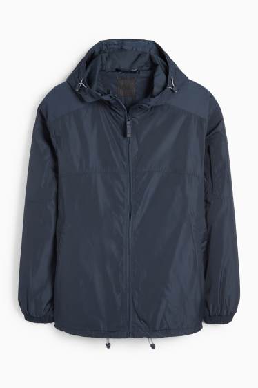 Heren - Jas met capuchon - waterafstotend - donkerblauw