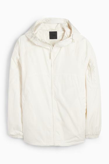 Herren - Jacke mit Kapuze - wasserabweisend - cremeweiß
