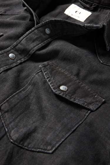 Hommes - Chemise en jean - regular fit - col kent - noir