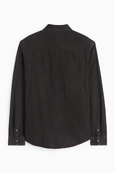 Hommes - Chemise en jean - regular fit - col kent - noir