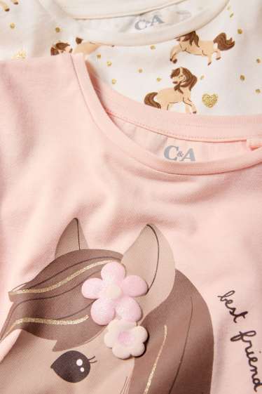 Bambine - Confezione da 2 - cavallo - maglia a maniche lunghe - rosa