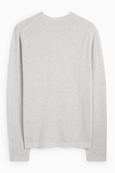 Men - Jumper - textured - light gray