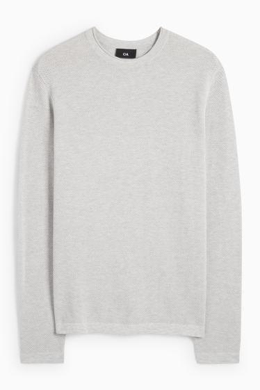 Men - Jumper - textured - light gray