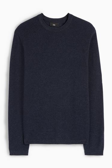 Herren - Pullover - strukturiert - dunkelblau