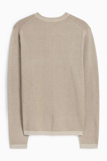 Men - Jumper - textured - beige