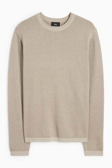 Men - Jumper - textured - beige