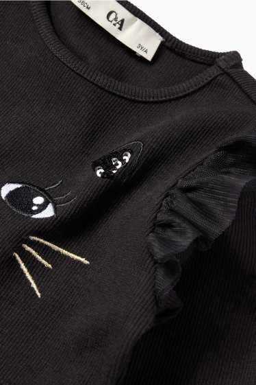Kinder Mädchen - Katze - Set - Kleid und Tasche - 2 teilig - schwarz