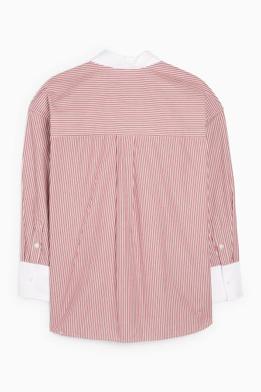 Women - Blouse - striped - red / cremewhite