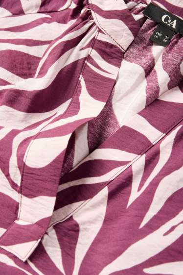 Dames - Blouse met V-hals - met patroon - paars