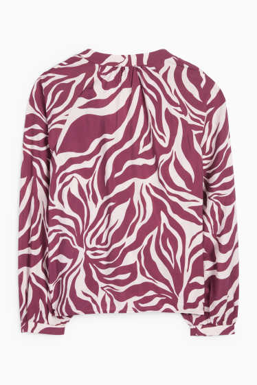 Dames - Blouse met V-hals - met patroon - paars