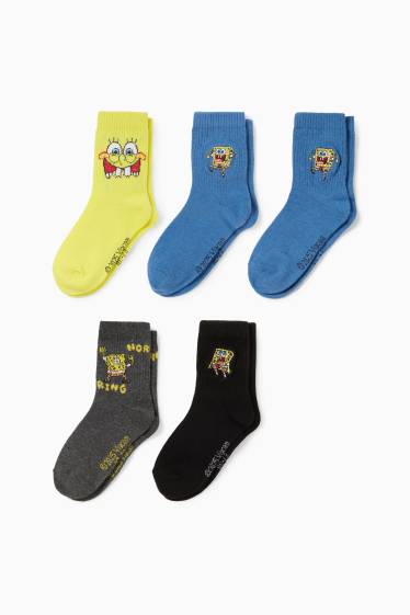 Bambini - Confezione da 5 - SpongeBob - calze da tennis - blu