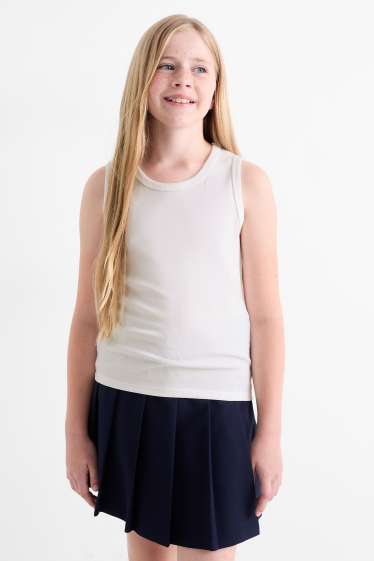 Kinderen: meisjes - Set - overhemd en singlet - 2-delig - wit